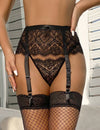 Love It Curvy: Eyelash Lace High Waist Metal Button Garter Belt Panty - Love it Curvy