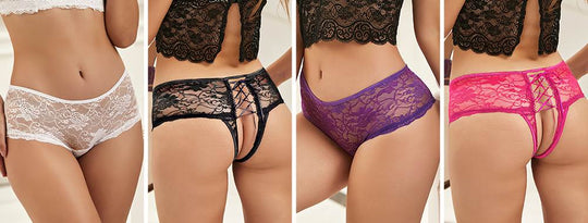 Love It Curvy: Open Crotch Floral Lace Panty 4 in 1 Box - Love it Curvy