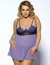 Plus Size Underwire Babydoll Lingerie Set in lavender - Love It Curvy