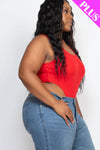 Plus High Ribbed Cut Legs Sleeveless Bodysuit - Love it Curvy
