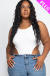 Plus High Ribbed Cut Legs Sleeveless Bodysuit - Love it Curvy