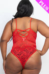 Plus Size Red Lace Cami Bodysuit - Love it Curvy