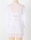 Plus size mesh lace babydoll lingerie set with matching thong from the back