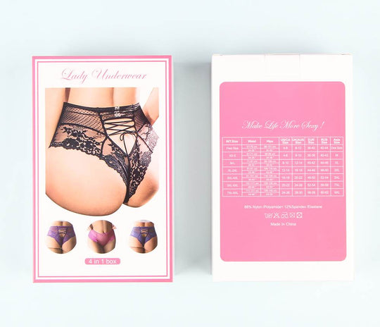 Sexy High Waist Lace Strappy Panty 4in1 Box | Love it Curvy