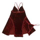 Love It Curvy: Velvet Floral Lace Babydoll Sexy Backless Noble Nightie