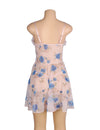 Plus size floral mesh babydoll lingerie set with ruffle details, image 7