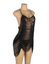 Tassel Cutout Sexy Babydoll Set in black - Love It Curvy