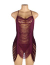 Tassel Cutout Sexy Babydoll Set in plum - Love It Curvy