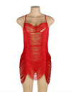 Tassel Cutout Babydoll Set in red - Love It Curvy