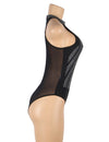 Rhinestone Black Halter Neck Sleeveless Bodysuit - Love It Curvy