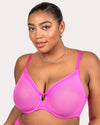 Curvy Couture Sheer Mesh Full Coverage Unlined Underwire Bra in Flirt