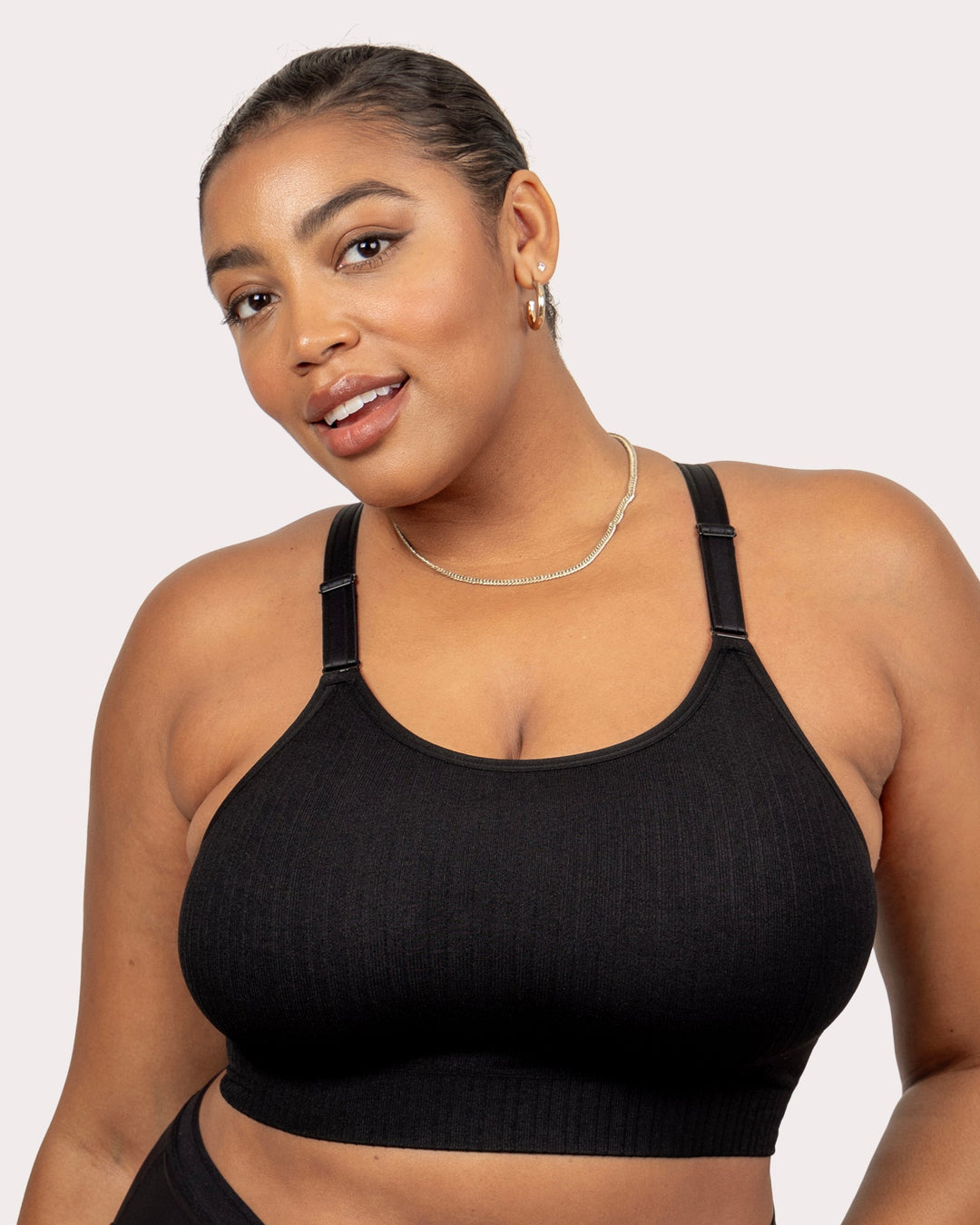 Curvy Couture Smooth Seamless Comfort Wireless Longline Bra in Black Hue