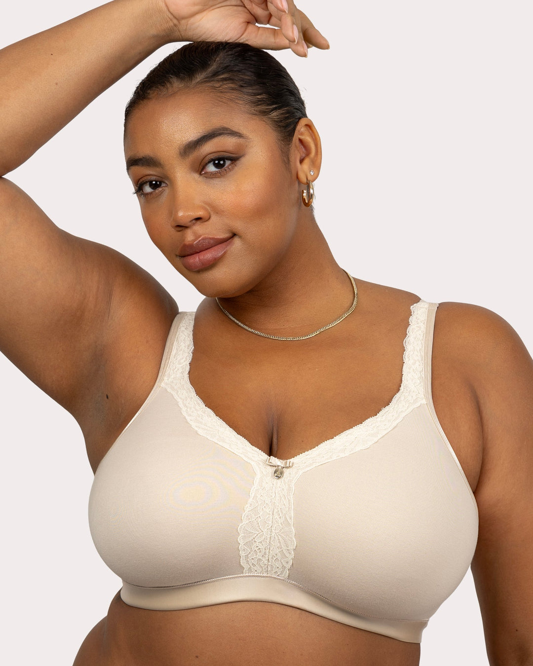 Curvy Couture Cotton Luxe Unlined Wireless Bra in Natural