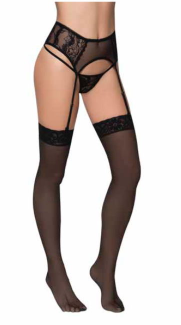 Classy High Waist Mesh Garter Belt by Mapale at Love It Curvy