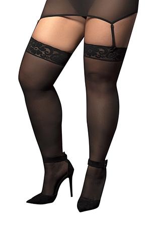 Plus Mesh and Lace Thigh-Highs by Mapale at Love It Curvy