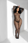 Curvy Maya Long Sleeve Fishnet Bodysuit by Mapale at Love It Curvy