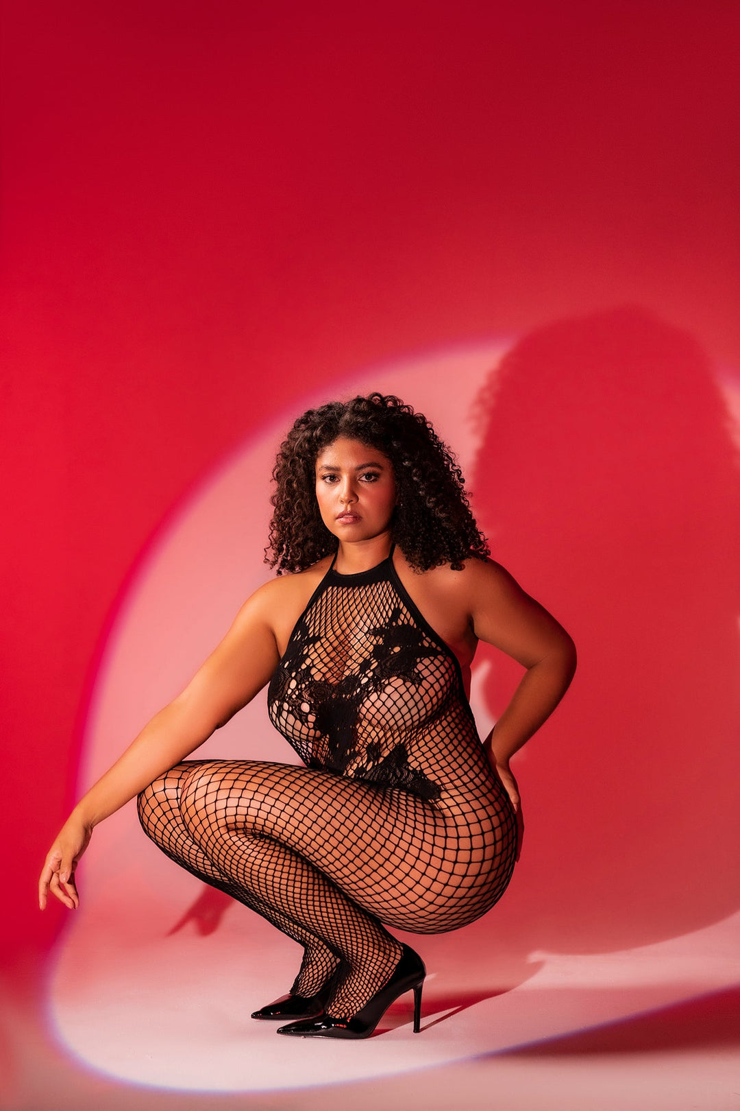 Vino Noir Floral Fishnet Bodystocking Plus by Mapale at Love It Curvy