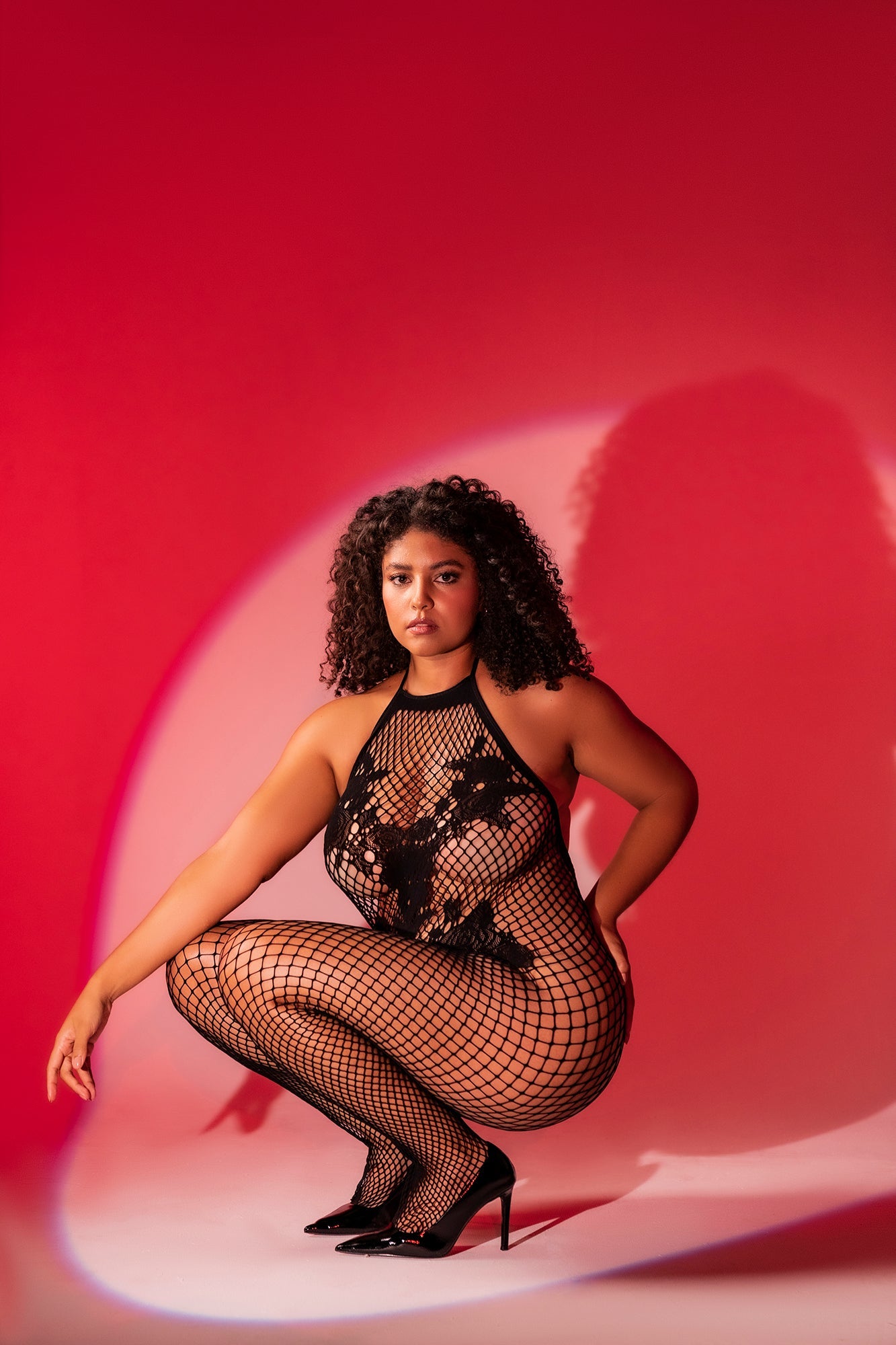 Vino Noir Floral Fishnet Bodystocking Plus by Mapale at Love It Curvy