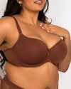Curvy Couture Tulip Smooth T-Shirt Bra in Chocolate Nude