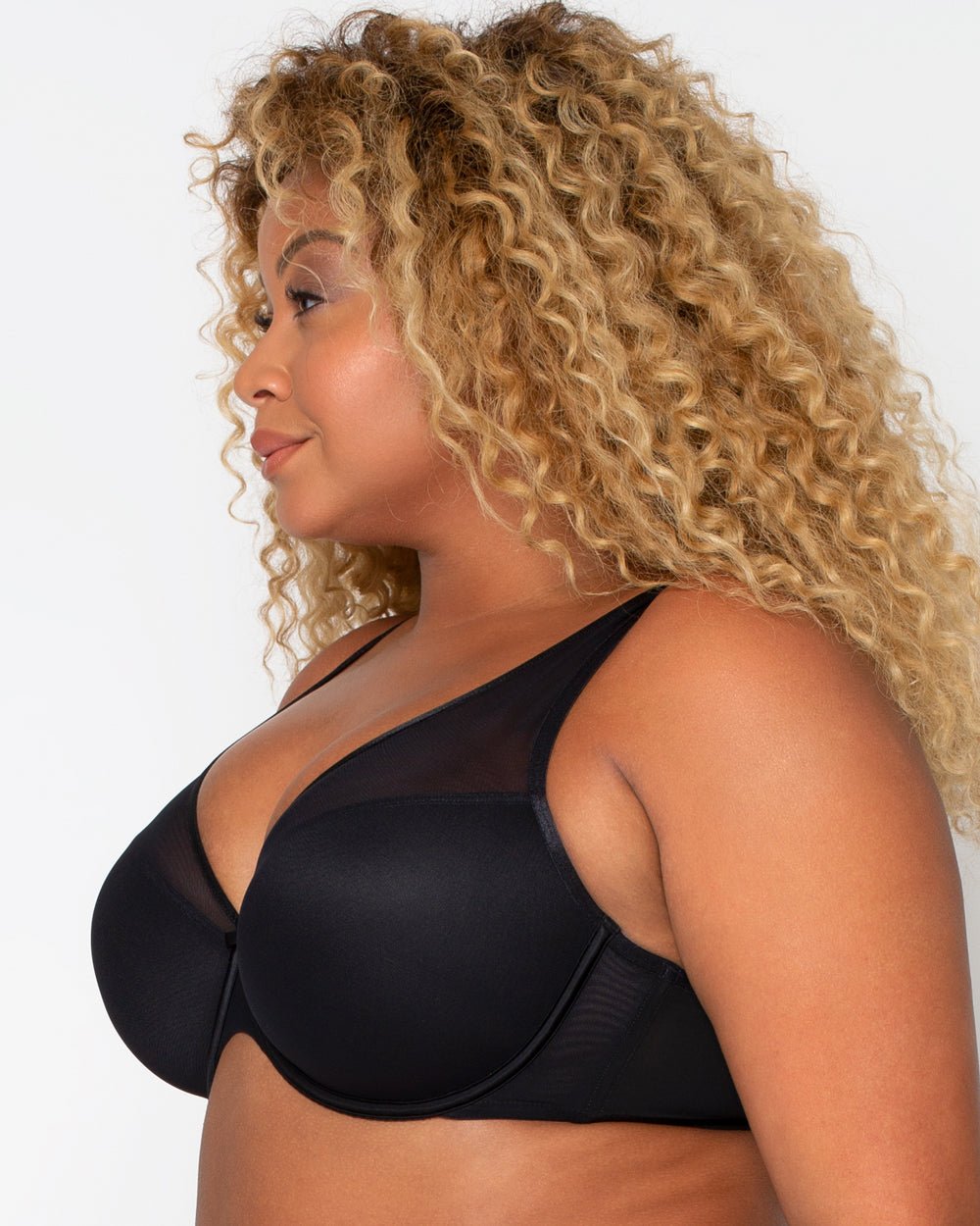 Sheer Mesh Plunge T-Shirt Bra - Core Neutrals | Love It Curvy