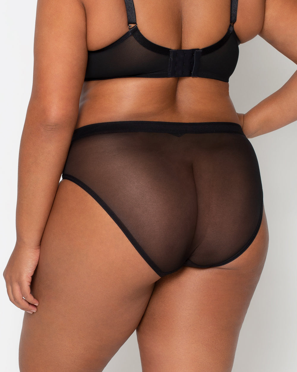 Sheer Mesh High Cut Brief - Black Hue
