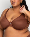 Sheer Mesh Plunge T-Shirt Bra - Core Neutrals | Love It Curvy