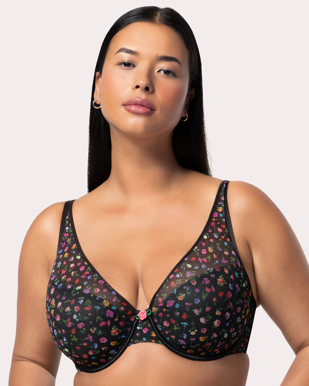 Sheer Mesh Plunge T-Shirt Bra - Core Neutrals | Love It Curvy