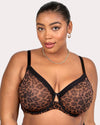 Curvy Couture Sheer Mesh Full Coverage Unlined Underwire Bra in Designer Leopard