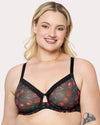 Curvy Couture Sheer Mesh Full Coverage Unlined Underwire Bra in Cherry Pop