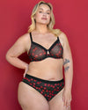 Curvy Couture Sheer Mesh Full Coverage Unlined Underwire Bra in Cherry Pop