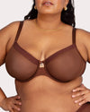 Curvy Couture Sheer Mesh Full Coverage Unlined Underwire Bra in Chocolate Nude
