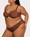 Curvy Couture Sheer Mesh Full Coverage Unlined Underwire Bra in Chocolate Nude