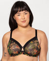 Curvy Couture Sheer Mesh Full Coverage Unlined Underwire Bra in Dragonfly Garden