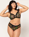 Curvy Couture Sheer Mesh Full Coverage Unlined Underwire Bra in Dragonfly Garden
