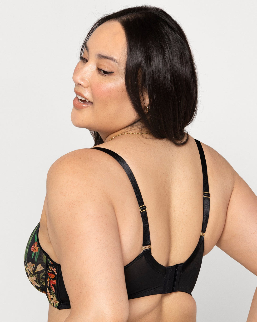 Curvy Couture Sheer Mesh Full Coverage Unlined Underwire Bra in Dragonfly Garden