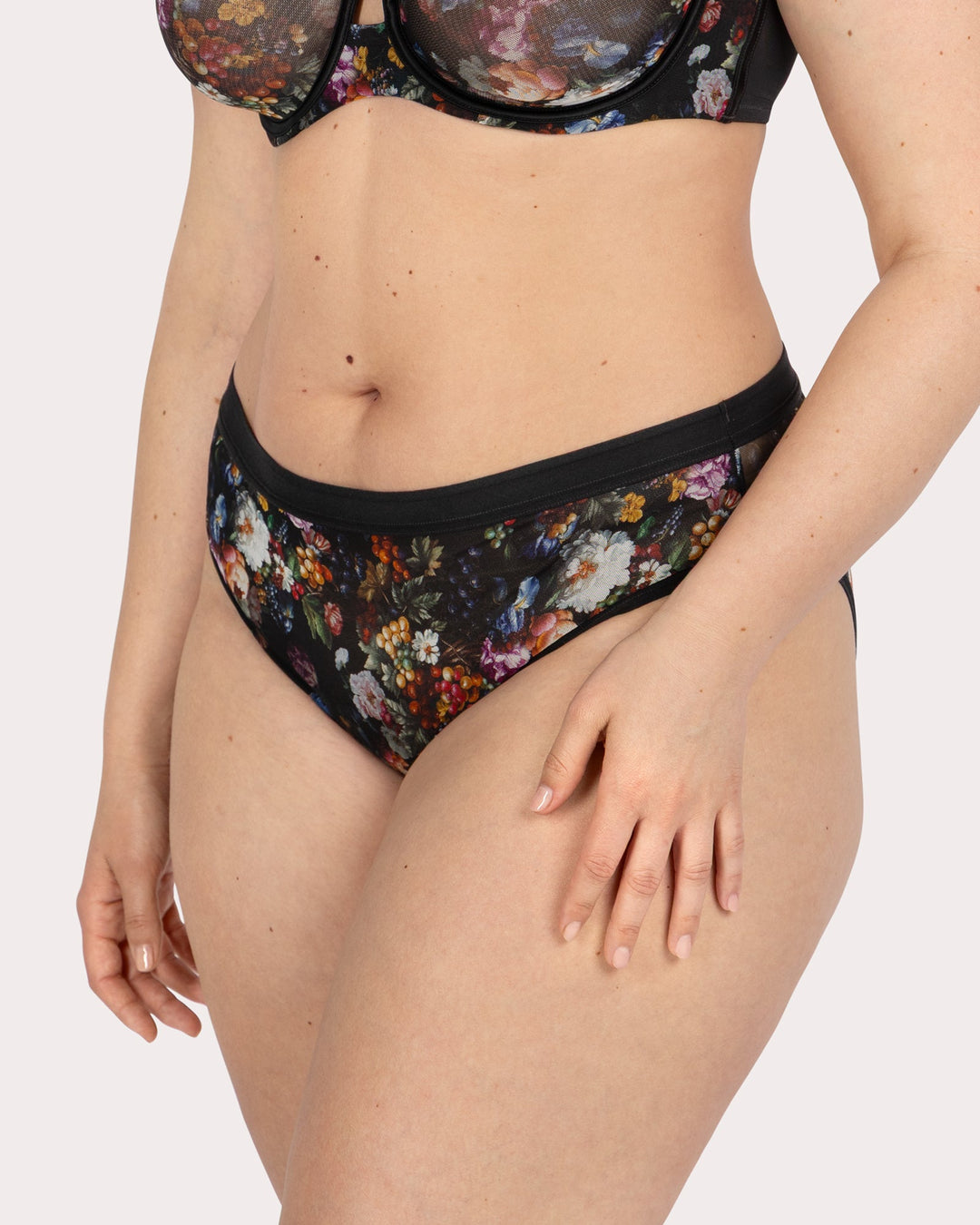 Sheer Mesh High Cut Brief Panty - Still Life Floral