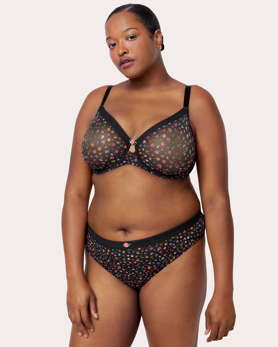 Sheer Mesh High Cut Brief Panty - Meadow Dream