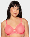 Curvy Couture Sheer Mesh Full Coverage Unlined Underwire Bra in Sunset Glow