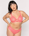 Curvy Couture Sheer Mesh Full Coverage Unlined Underwire Bra in Sunset Glow