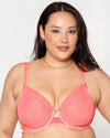 Curvy Couture Sheer Mesh Full Coverage Unlined Underwire Bra in Sunset Glow