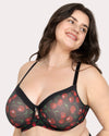 Curvy Couture Sheer Mesh Full Coverage Unlined Underwire Bra in Cherry Pop