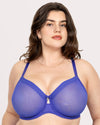 Curvy Couture Sheer Mesh Full Coverage Unlined Underwire Bra in Radiant Plum