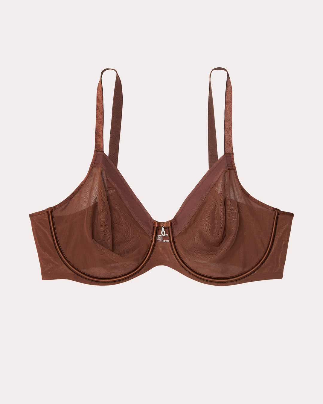 Curvy Couture Sheer Mesh Full Coverage Unlined Underwire Bra in Chocolate Nude