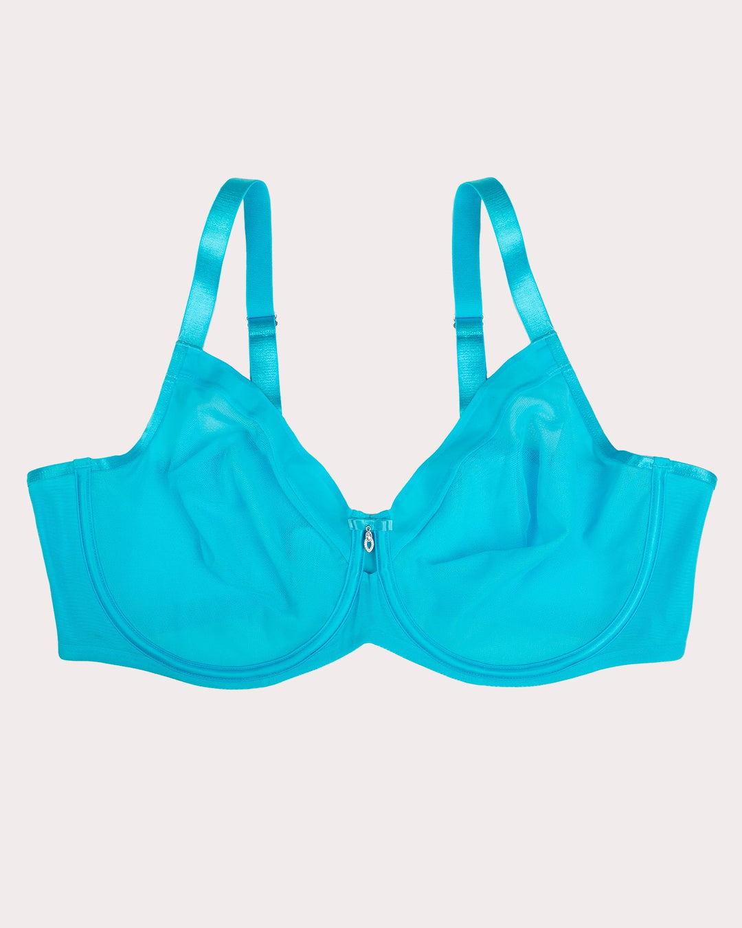 Curvy Couture Sheer Mesh Full Coverage Unlined Underwire Bra in Deep Dive Blue