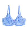 Curvy Couture Sheer Mesh Full Coverage Unlined Underwire Bra in Denim Blue