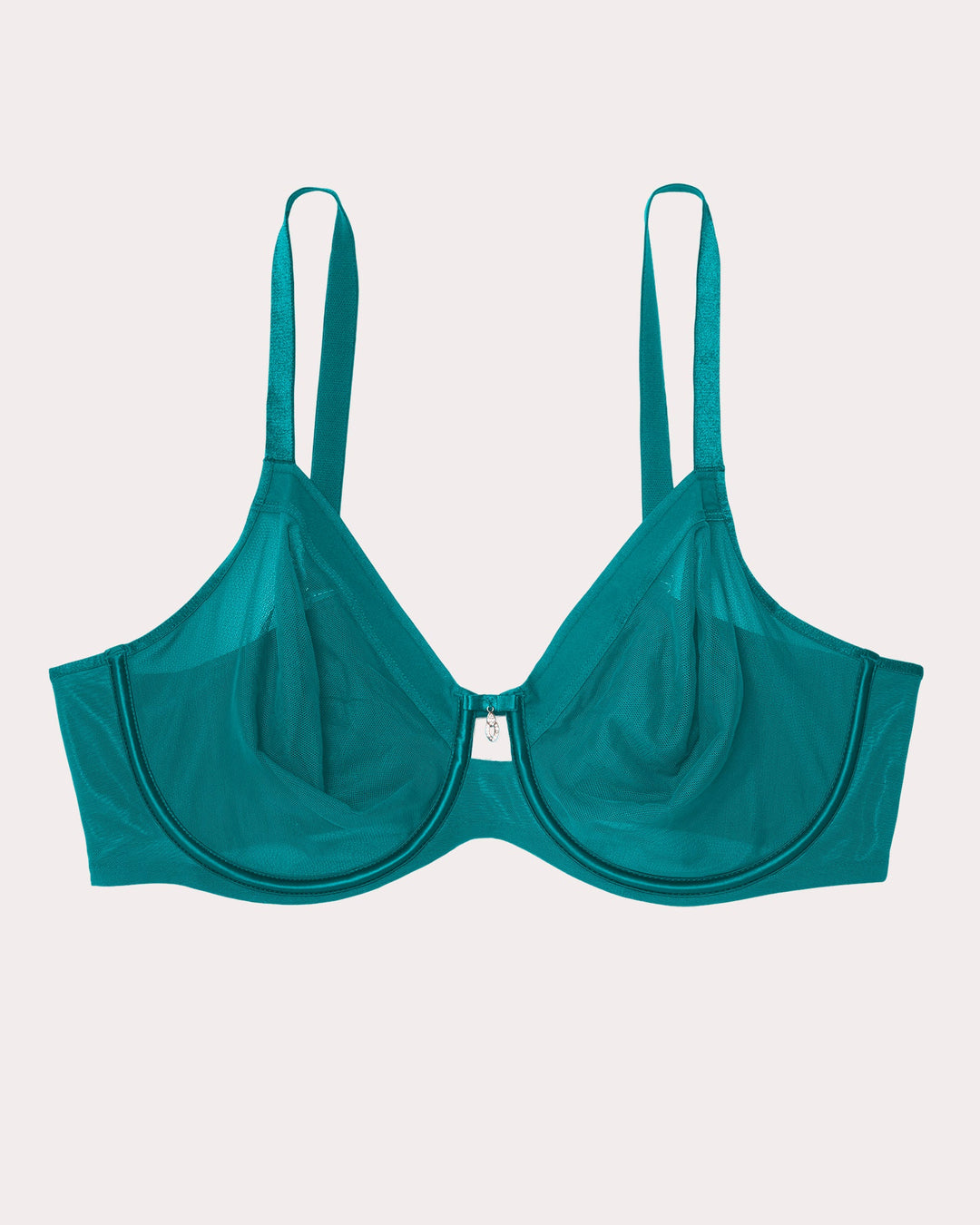 Curvy Couture Sheer Mesh Full Coverage Unlined Underwire Bra in Fanfare