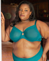 Curvy Couture Sheer Mesh Full Coverage Unlined Underwire Bra in Fanfare