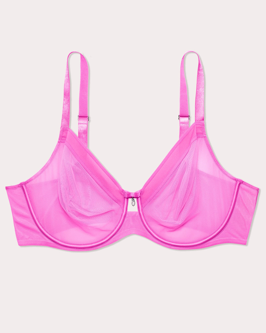 Curvy Couture Sheer Mesh Full Coverage Unlined Underwire Bra in Flirt