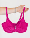 Curvy Couture Sheer Mesh Full Coverage Unlined Underwire Bra in Glamberry