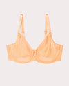 Curvy Couture Sheer Mesh Full Coverage Unlined Underwire Bra in Orange Tang